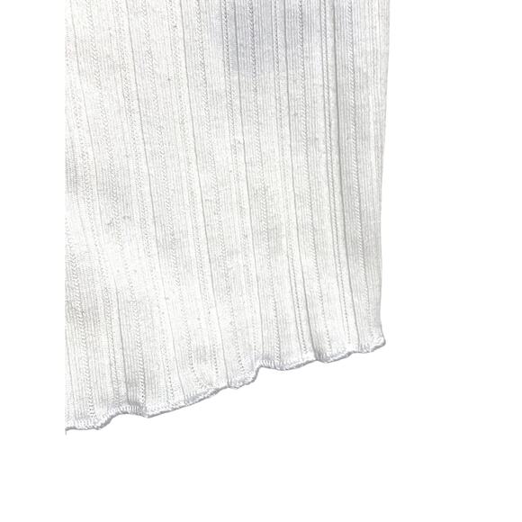 Aeropostale White Cropped Tank Top XS Henley Ribbed Ruffles Y2K Dainty Festival - Picture 3 of 7